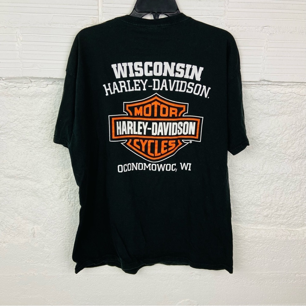 HARLEY DAVIDSON black Wisconsin cotton short sleeve shirt size XL - Picture 10 of 11
